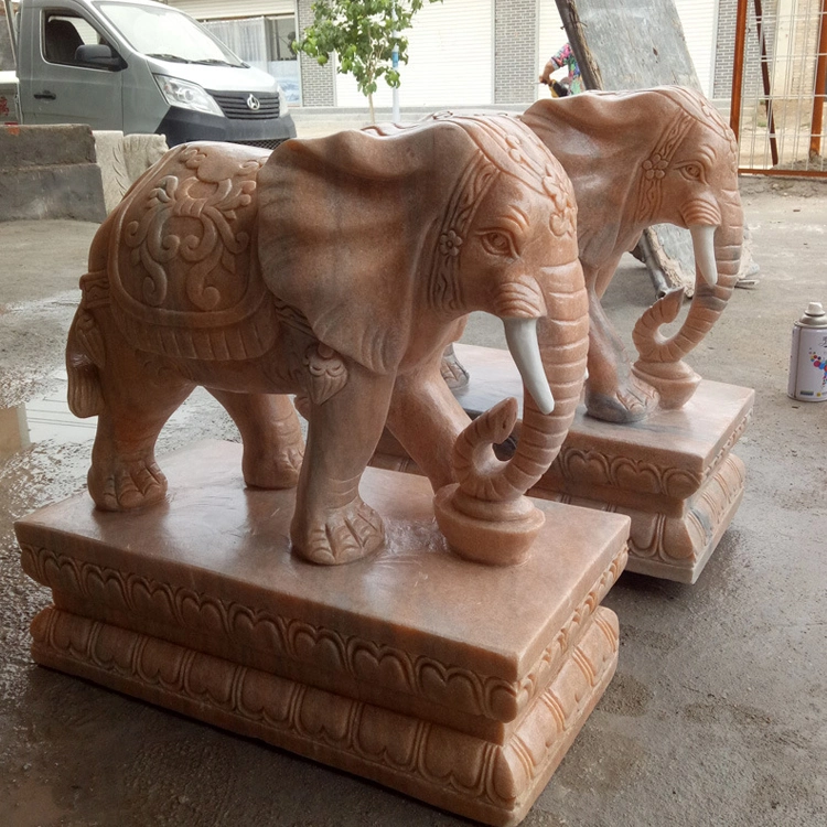 Pink Granite Stone Animal Lion Carving for Garden