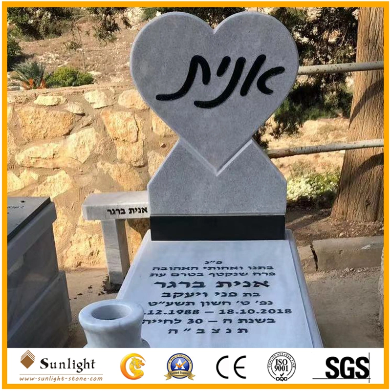 Natural Stone White Marble Headstone Monument Tombstone for Cemetery Garden