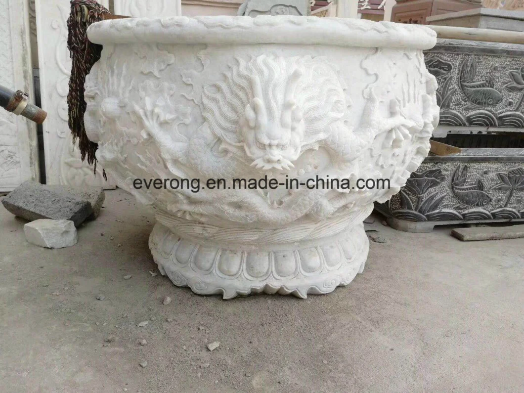 Natural Stone Planters, Black Granite Vase, Marble Carving Flowerpot for Garden Decoration