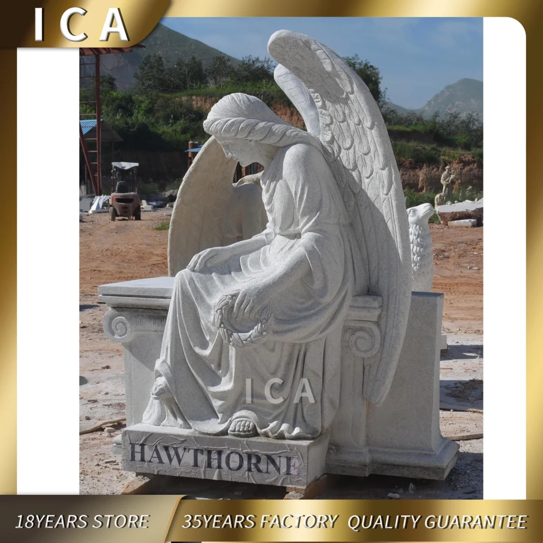 Beautiful White Marble Tombstone Angel Statue Design