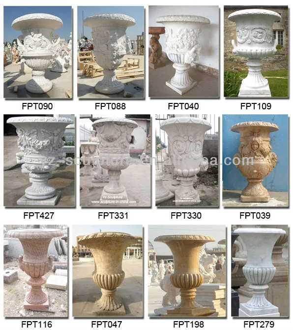 Hand Carved Garden Stone Planter Sculpture Decoration Marble Stone Flowerpot