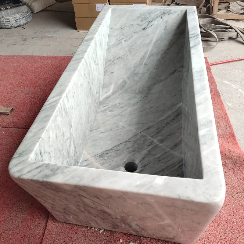 Home Tub Furnitute White Marble Stone Freestanding Bathtub with Low Price