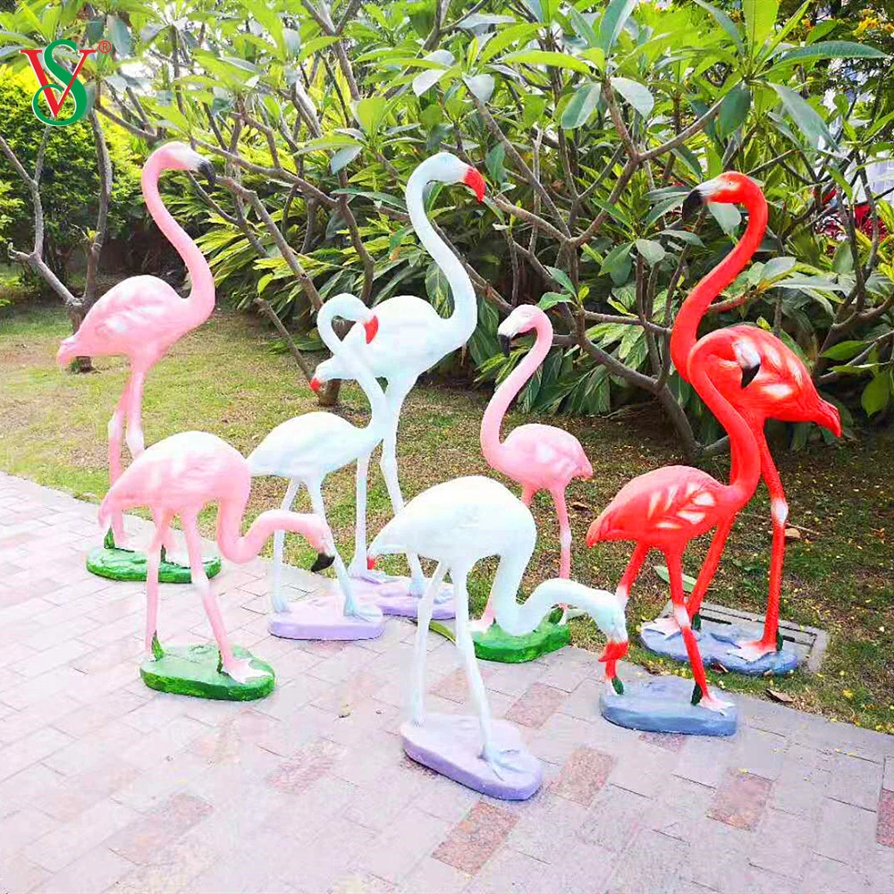 Fiberglass Resin Flamingo Statue with Light for Park Decoration