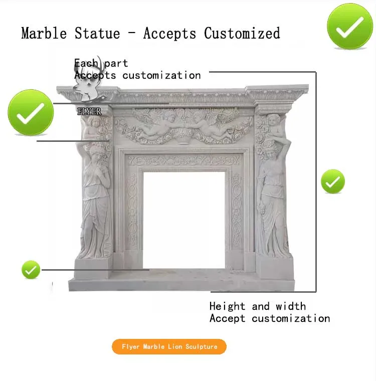 Indoor Stone Carving Marble Fireplace Mantel Electric Stone Fireplace for Sale