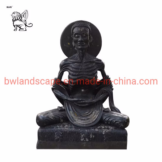 Indischer Tempel, berühmte Marmor-Religiöse Vintage-Fasten-Buddha-Statuen-Skulptur Mbsd-03