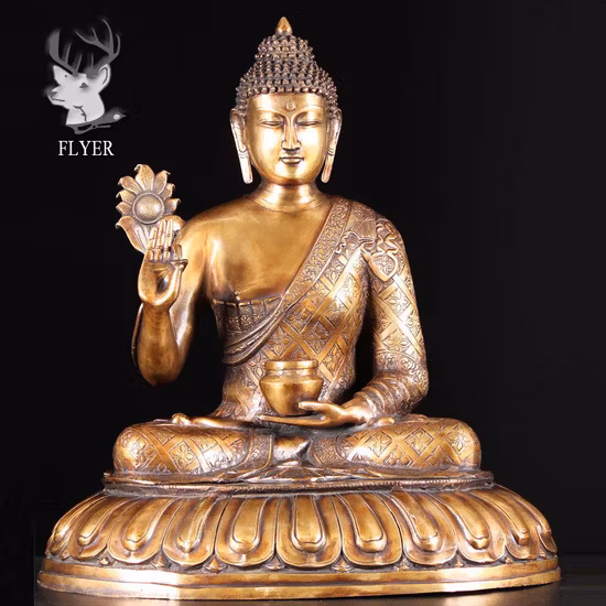 Große Bronze-Gold-Buddha-Statue, religiöse Figur, Bronze-Buddha-Skulptur