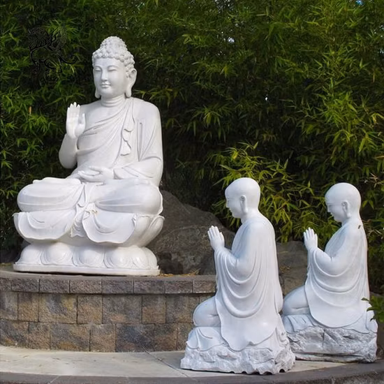 Lieferant Garten sitzende Meditation Marmor Buddha Statue Home Decor Outdoor Brunnen Steinskulptur