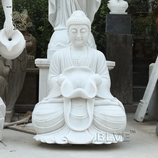 Lieferant von religiösen großen thailändischen Buddha-Statuen aus weißem Marmor für den Garten im Freien
